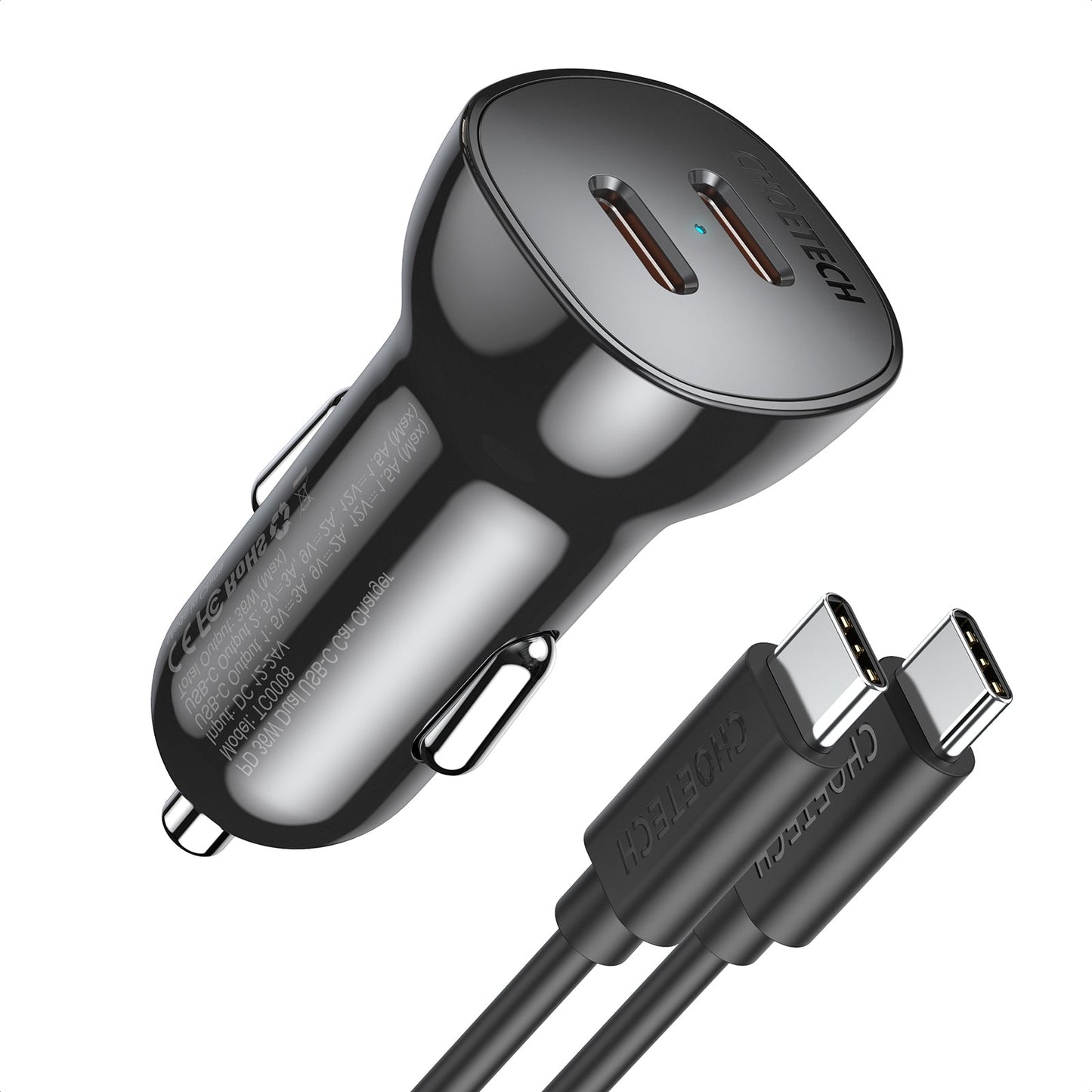 40W Dual USB-C Fast Car Charger – Compact & Efficient