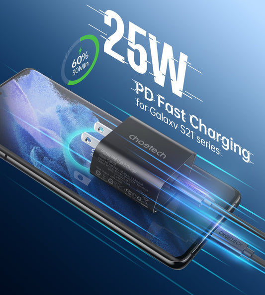 25W USB-C Charger – Fast Wall Adapter with 2m Cable