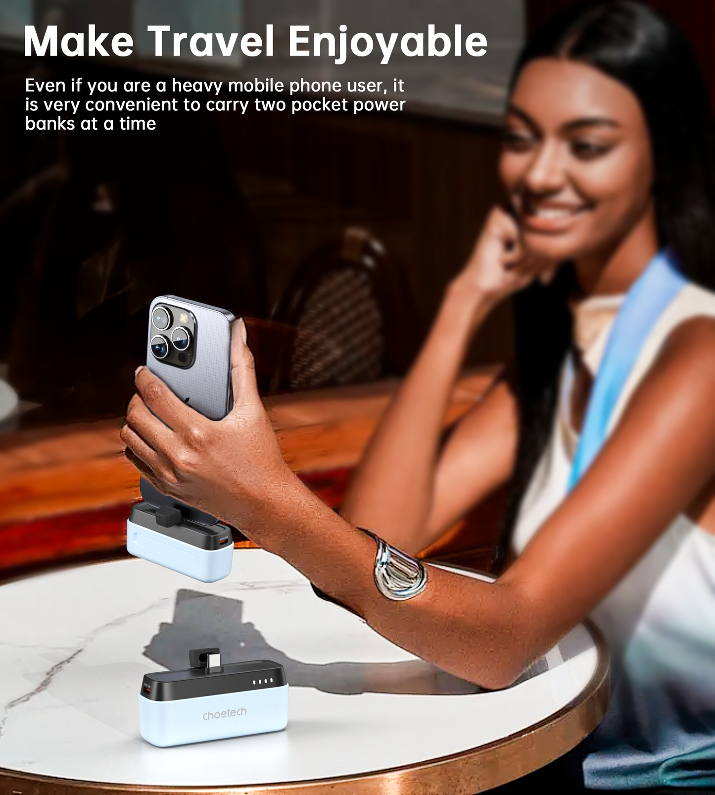 5000mAh Power Bank – PD20W with Type-C Plug, Blue