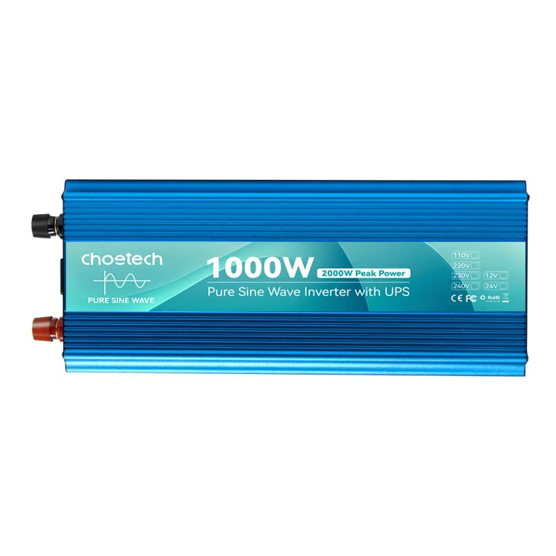 1000W Pure Sine Wave Inverter – 2000W Peak, Dual AC/DC