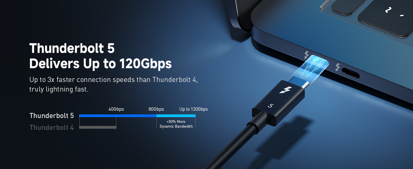 Thunderbolt 5 Cable – Intel Certified 80 Gbps & 240 W PD, 2.6 ft