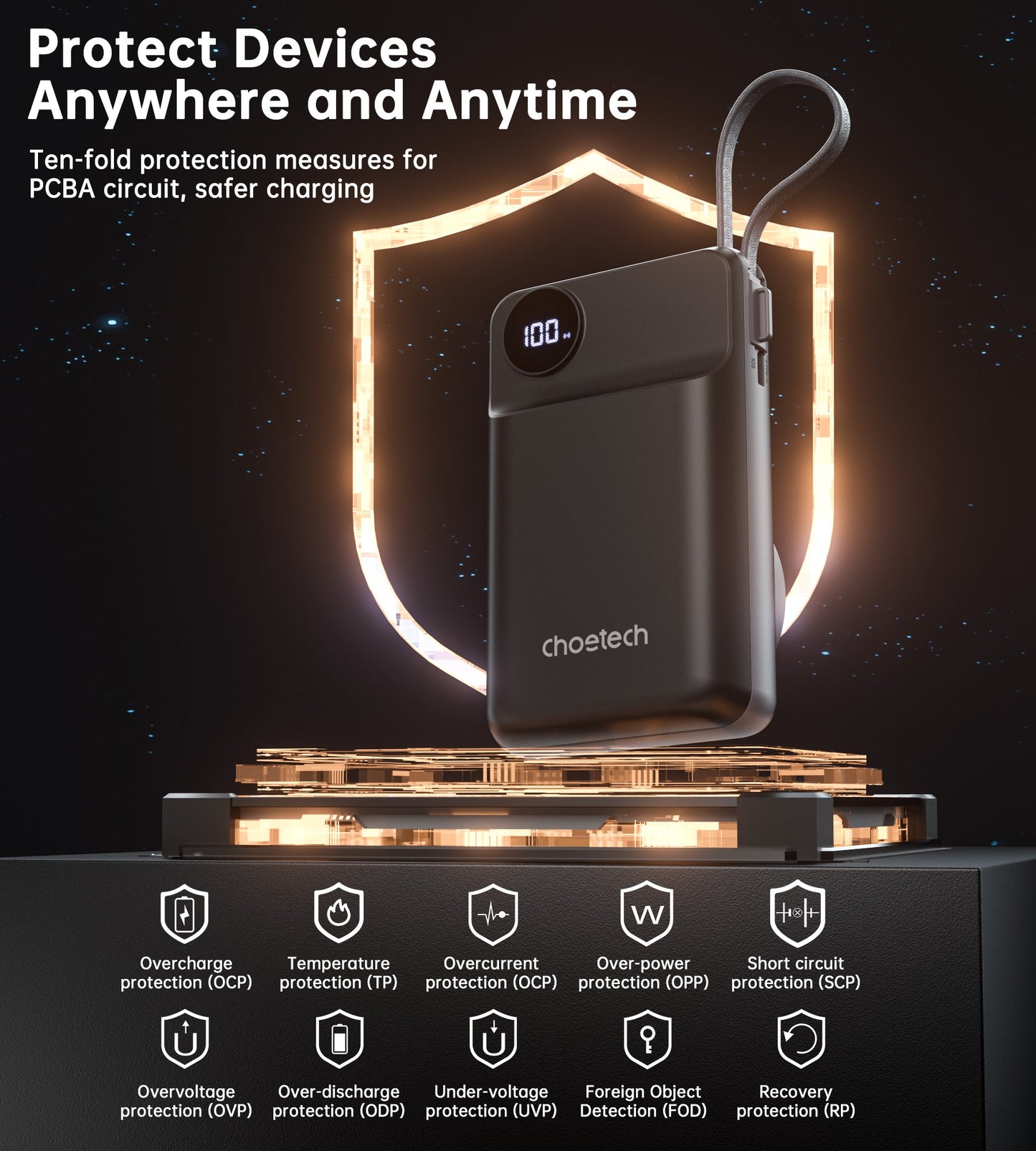 20000mAh Wireless Power Bank – 22.5W, USB-C, LED, for iPhone/Qi