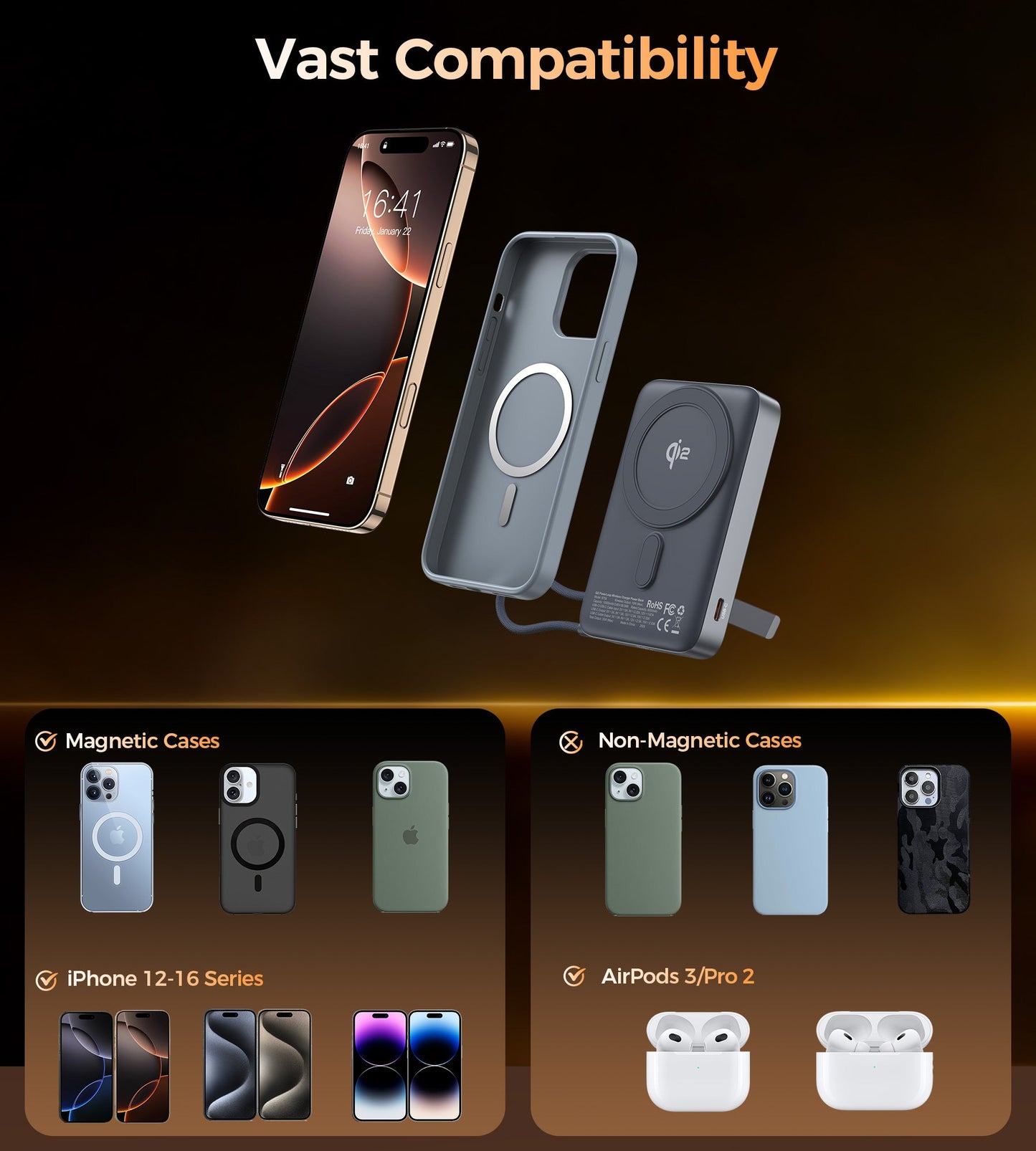 Qi2 Wireless Power Bank – 15W Magnetic Wireless Charging