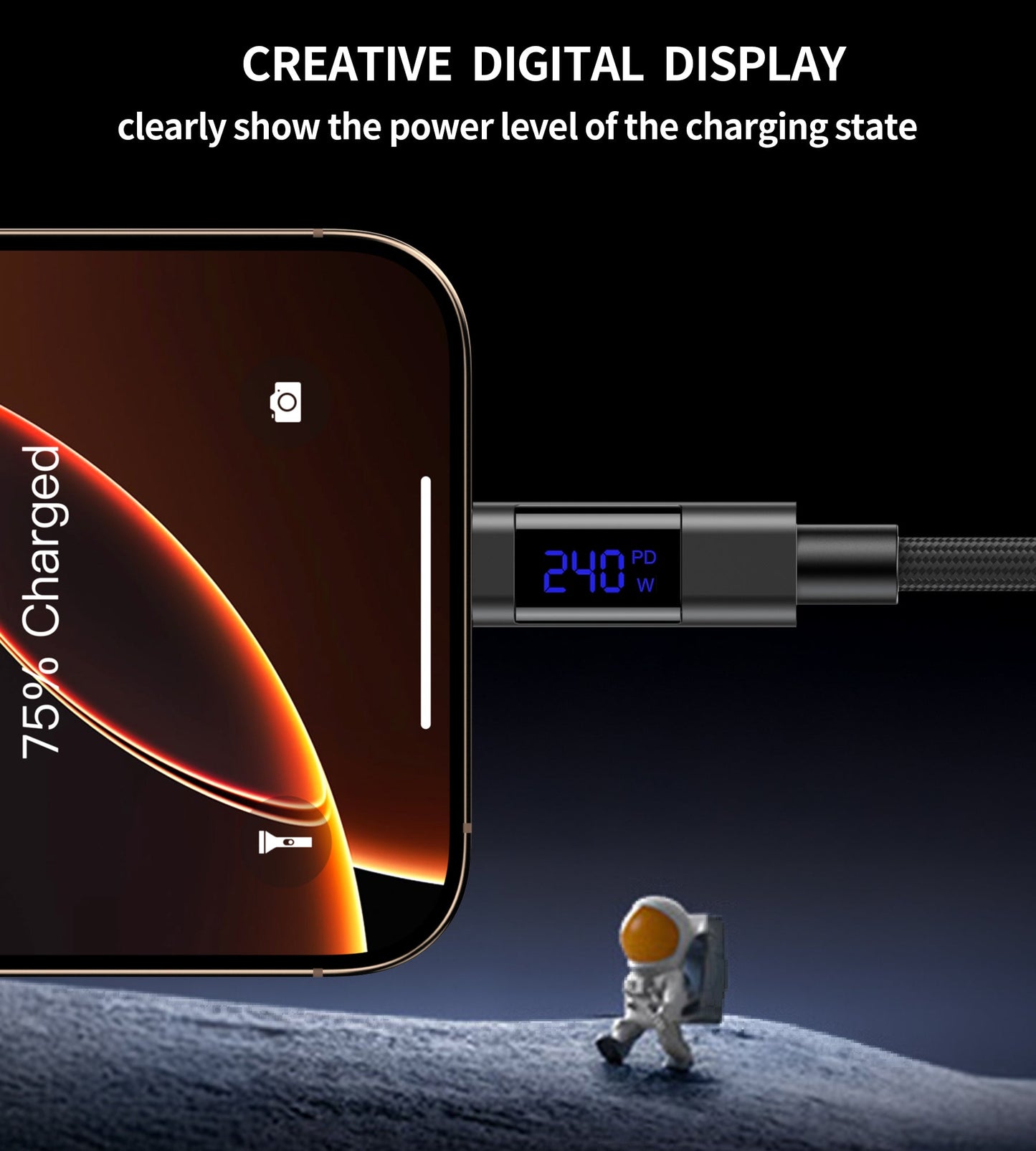 240W USB-C Cable – Digital Display, for MacBook/Laptops