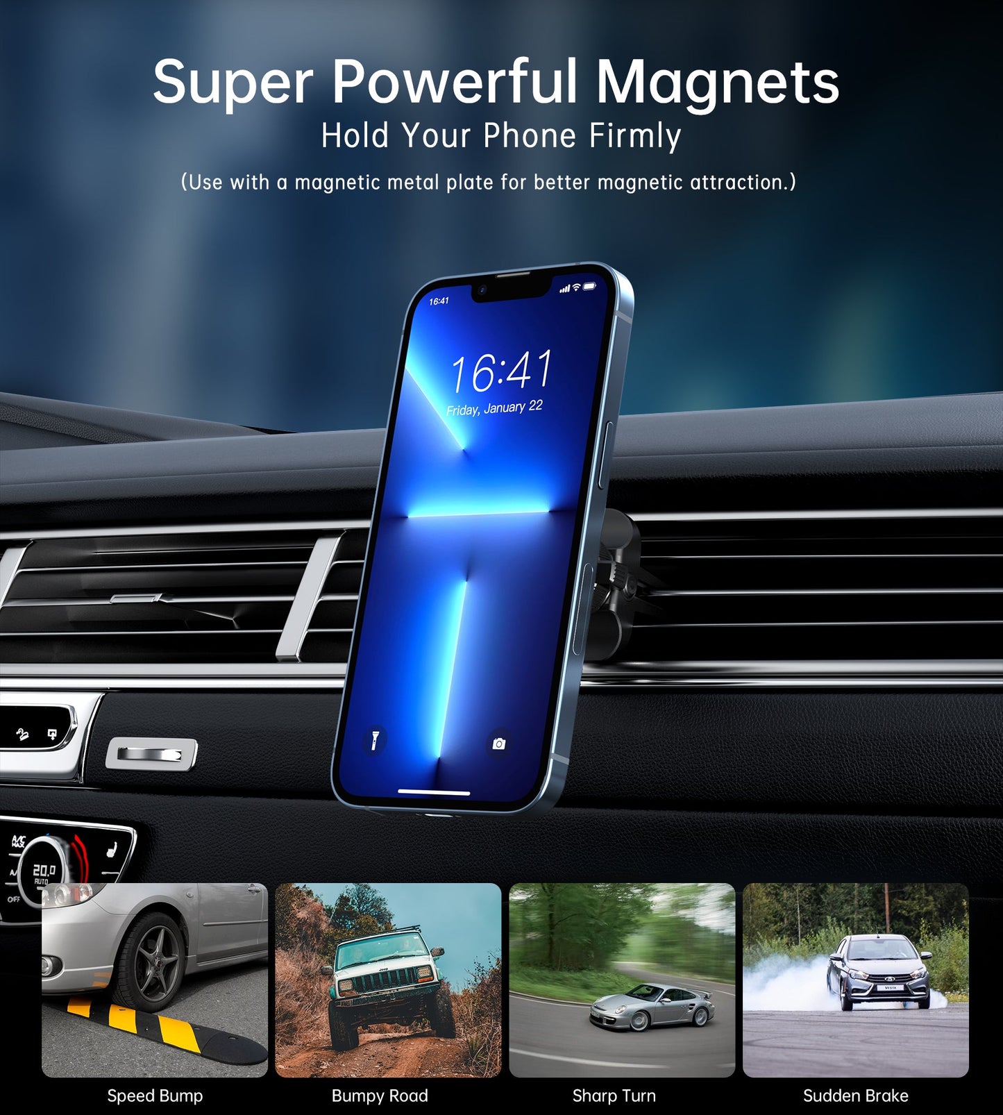 Magnetic Car Mount – Stand Holder for iPhone 12‑15 Series