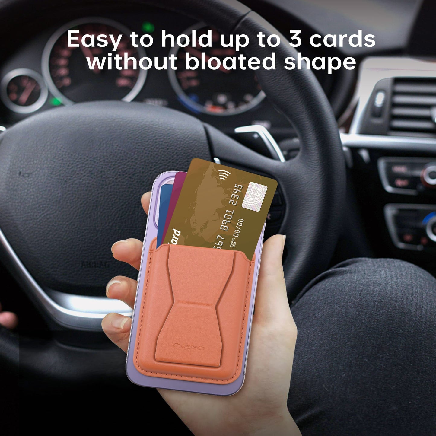 2-in-1 Magnetic Card Holder – Phone Stand, Foldable, Mag-Safe