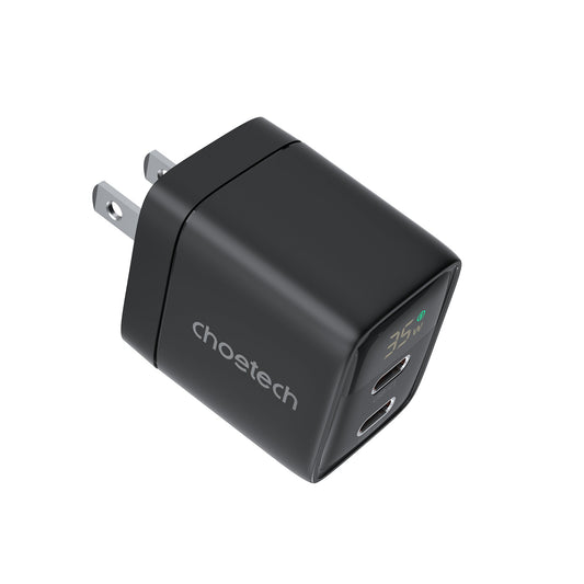 GaN 35W Wall Charger – Dual USB-C, Display, US