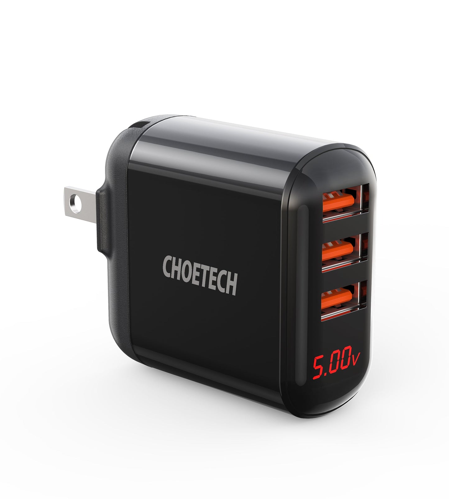 Triple USB Wall Charger – Foldable Plug & LED Display