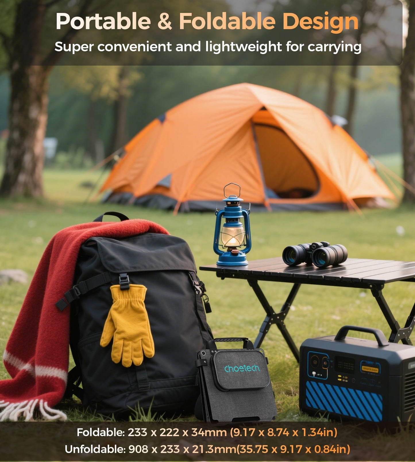 28W Foldable Solar Charger – USB Panel, 23% Efficiency, Portable