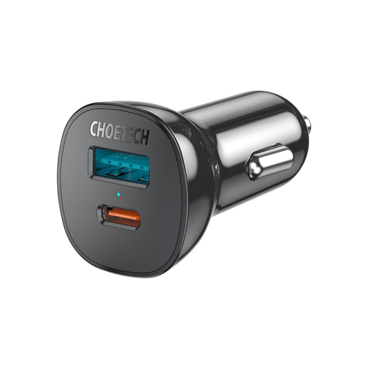 38W Car Charger – Dual QC3.0 + PD20W Fast Charging Ports