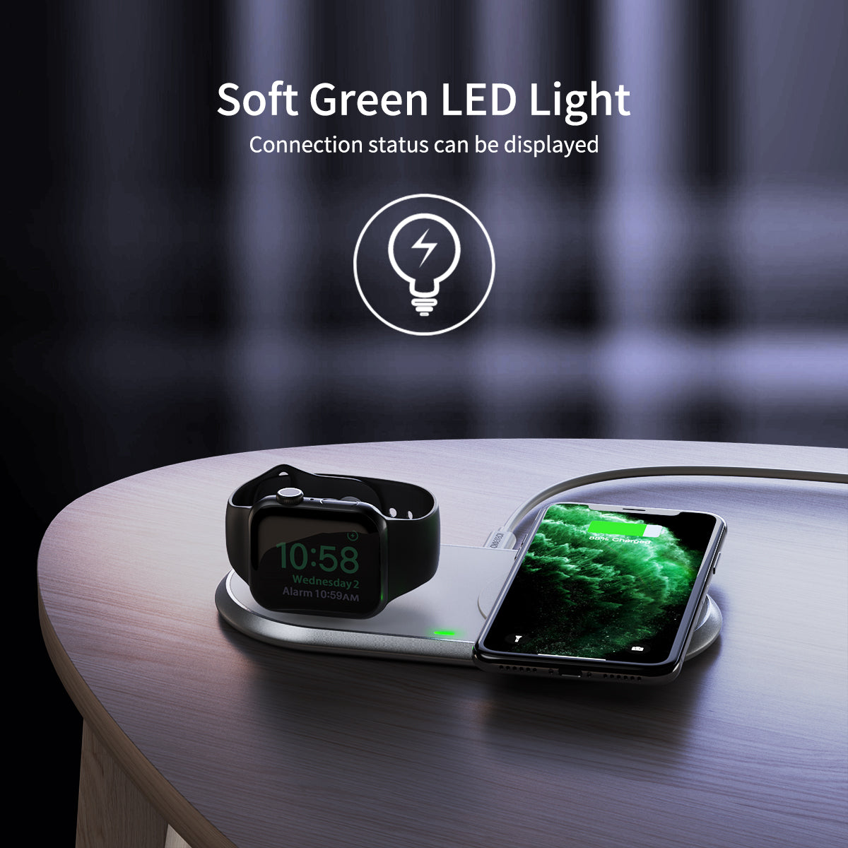 2-in-1 Wireless Charger – MFi, Watch Stand, for iPhone