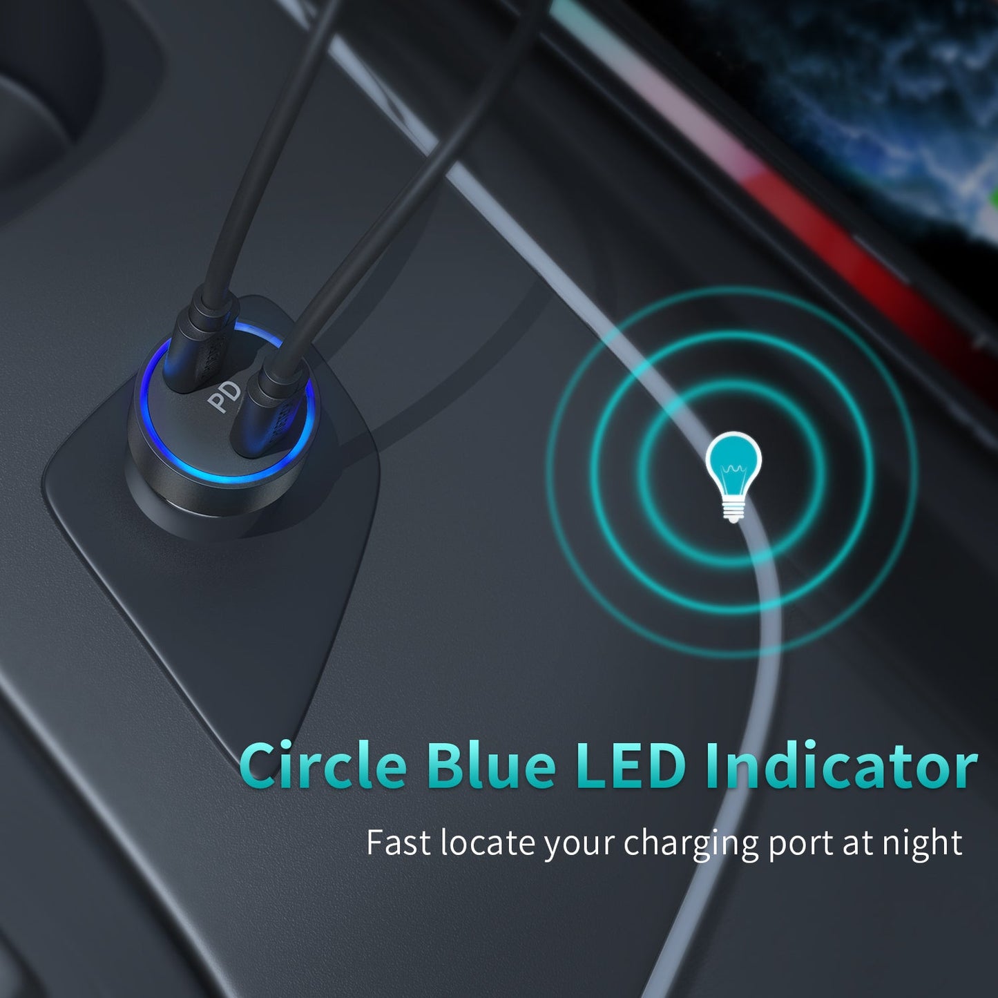 40W Car Charger – Dual USB-C PD3.0 Fast Charging