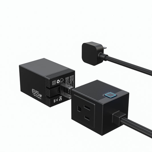 65W GaN Power Strip – 5-in-1 USB Charging Station, 4 Ports
