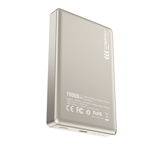 10000mAh Magnetic Power Bank – 20W Slim Design, White