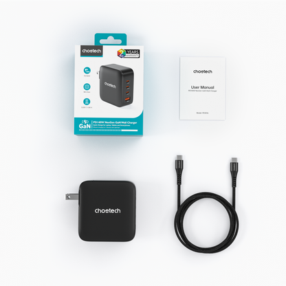 140W GaN Wall Charger – 3C1A with PD240W Cable, Black