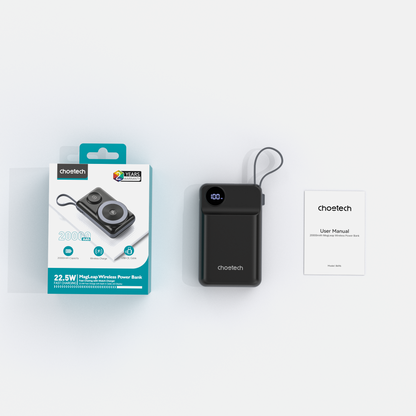 20000mAh Power Bank – LED Display, for Phone & Watch, Black