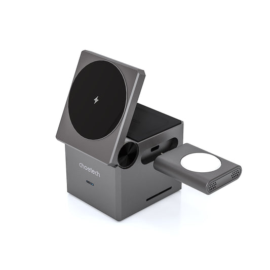 4‑in‑1 15W Magnetic Wireless Charger – Detachable Watch Stand