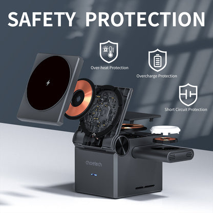 4‑in‑1 15W Magnetic Wireless Charger – Detachable Watch Stand