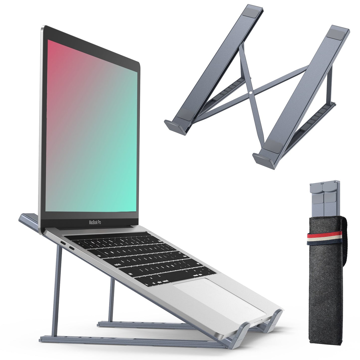 Foldable Laptop Stand – Adjustable, Portable Design, Grey