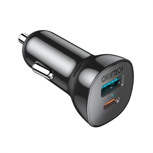 38W Car Charger – Dual QC3.0 + PD20W Fast Charging Ports