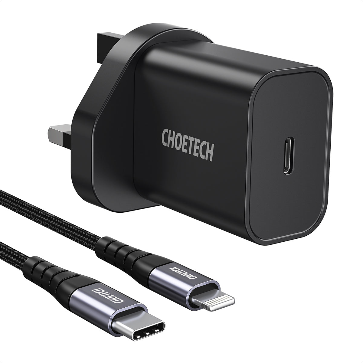 Q5004CL CHOETECH PD20W USB C iPhone Fast Charger with MFi Certified Nylon Braided USB-C to Lightning Cable CHOETECH