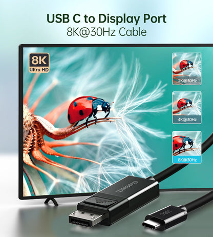 USB-C to DisplayPort Cable – 8K@30Hz, 6ft, Two-Way Support