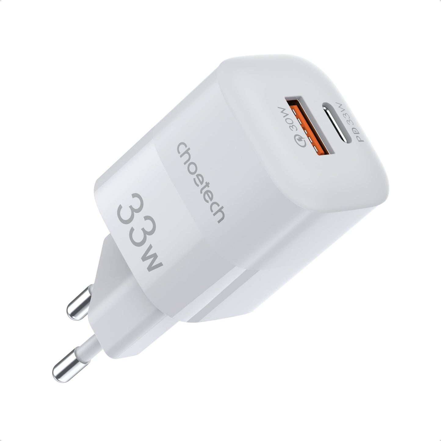 33W Dual Port Wall Charger – USB-C & USB-A PD Adapter