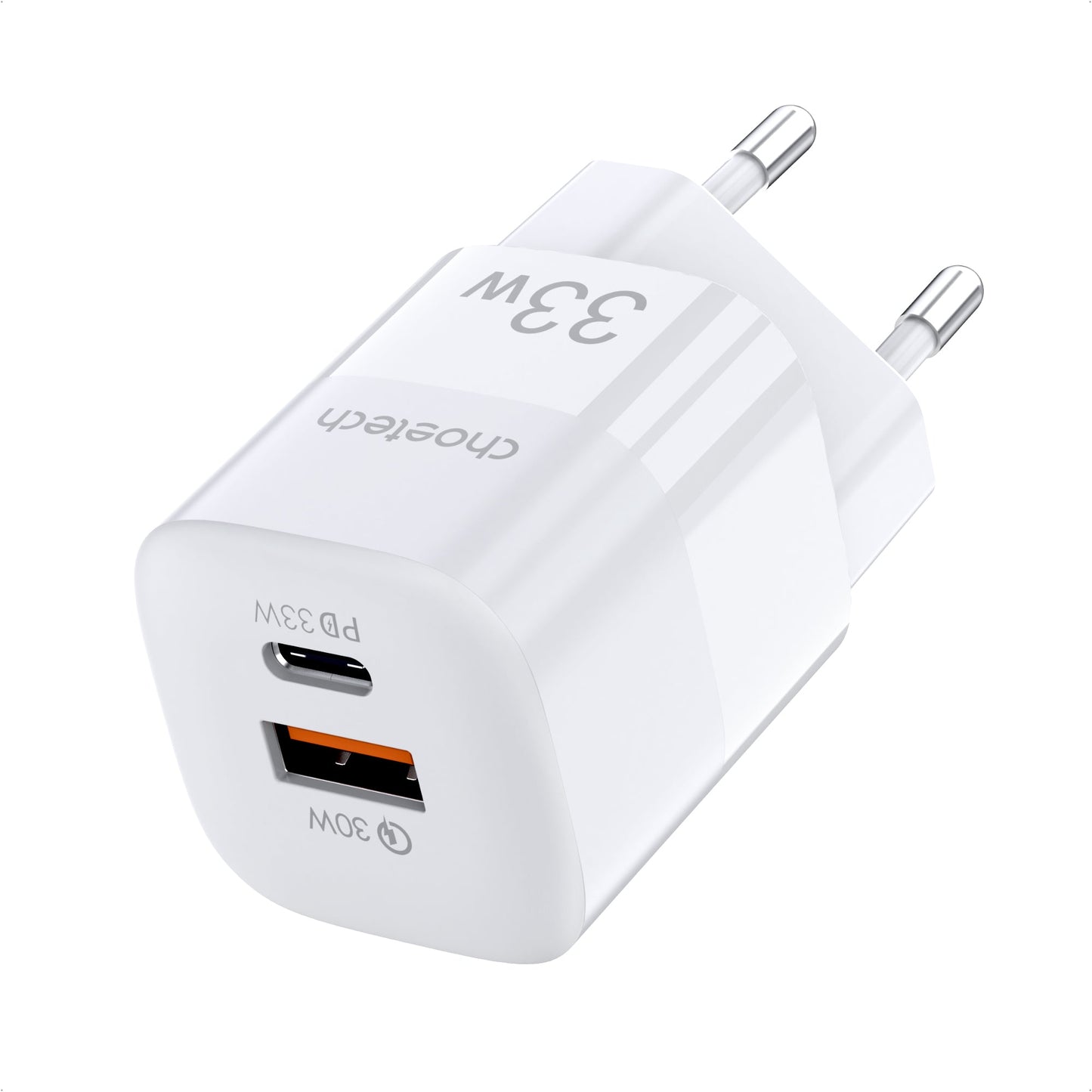 33W Dual Port Wall Charger – USB-C & USB-A PD Adapter