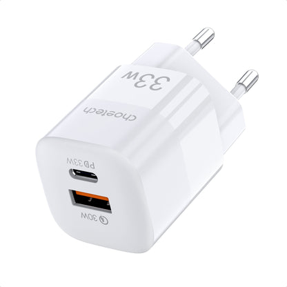 33W Dual Port Wall Charger – USB-C & USB-A PD Adapter