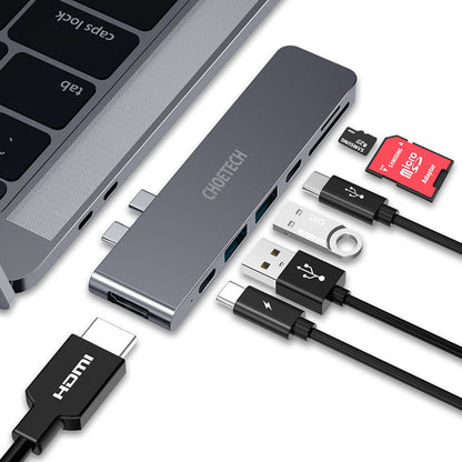 7-in-2 USB-C Multiport Adapter – Compact Hub for Laptop Use