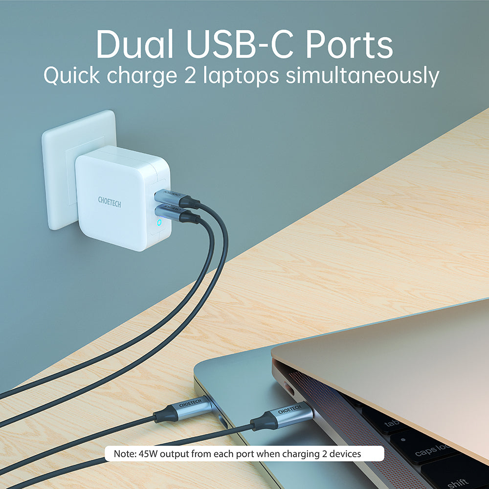 100W GaN USB C Charger – Dual Port Fast Charge for MacBook