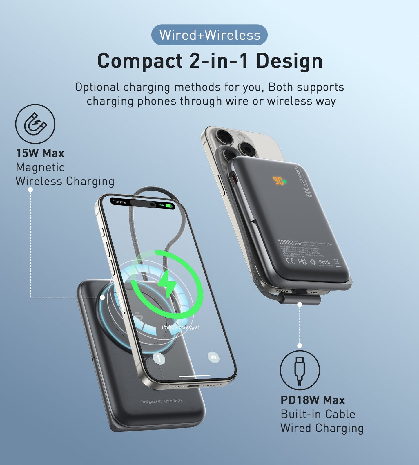 10000mAh 20W Magnetic Power Bank – Stand & Display