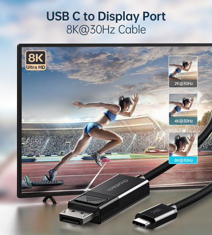 USB-C to DisplayPort Cable – 8K@30Hz, 6ft, Two-Way Support