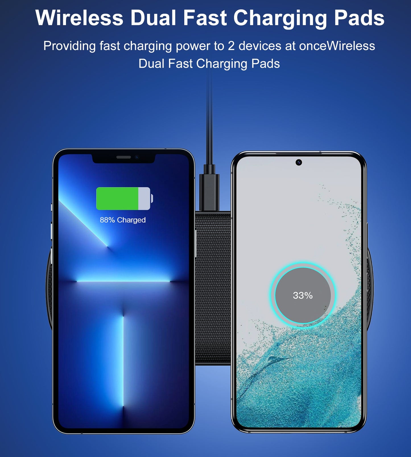 5-Coil Dual Wireless Charger – Fast Charging Pad, Black