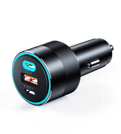 130W Dual USB-C & USB-A Car Charger – Fast Charge