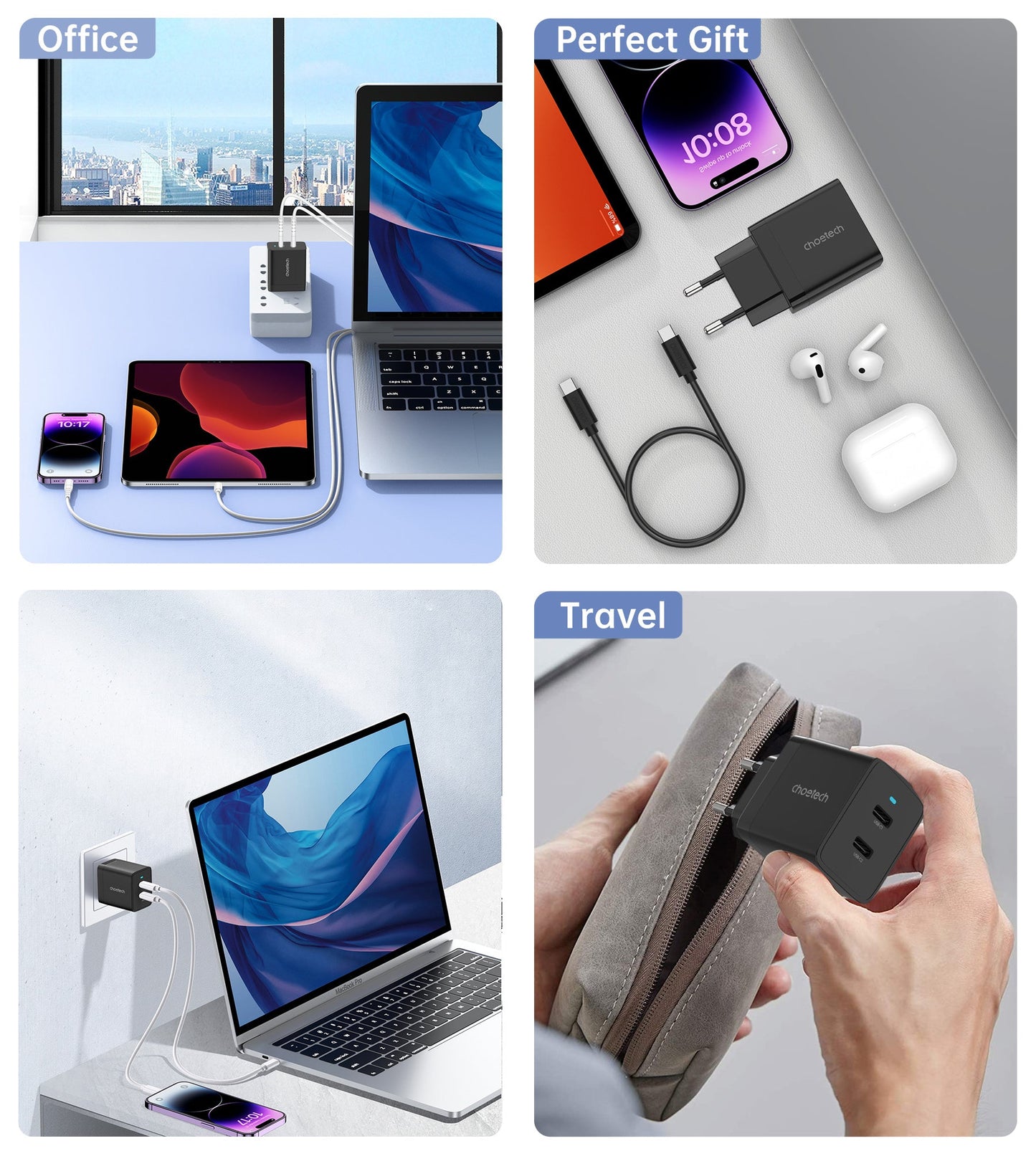 40W Dual USB‑C PD Wall Charger – Fast Charge Adapter