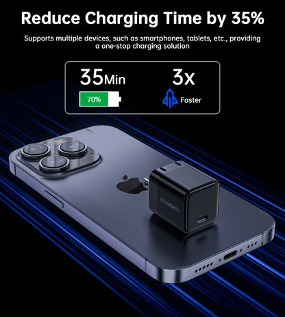 30W GaN PD Charger – Foldable Plug, USB-C for Phones/Tablets