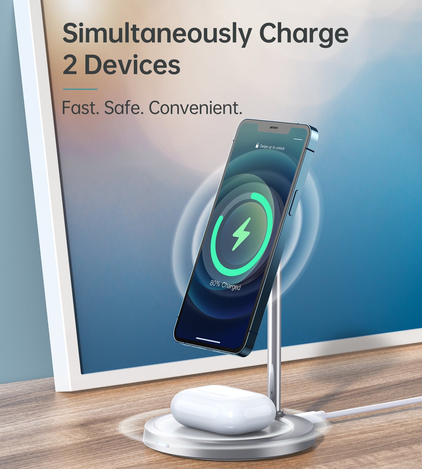 2-in-1 Magnetic Wireless Charger Stand – for iPhone 12–14