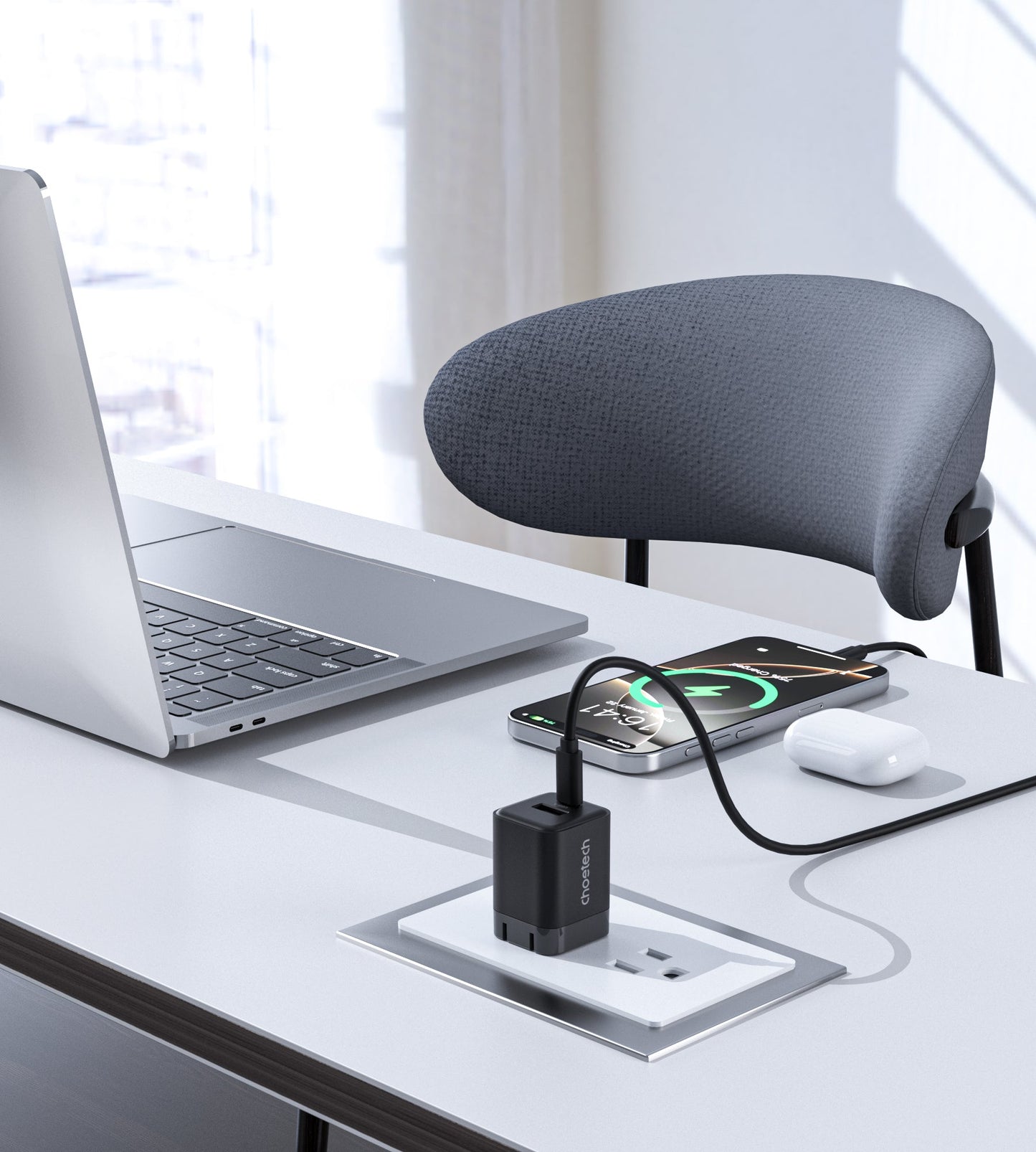 30W GaN Charger – Dual USB-C & A, for iPhone 16/15, US