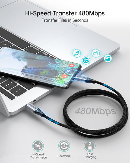 [2-Pack] 100W USB-C to USB-C Cable – 6FT Braided Fast Charge