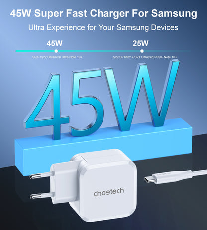 45W USB-C Wall Charger – Compact PD Fast Charging Adapter