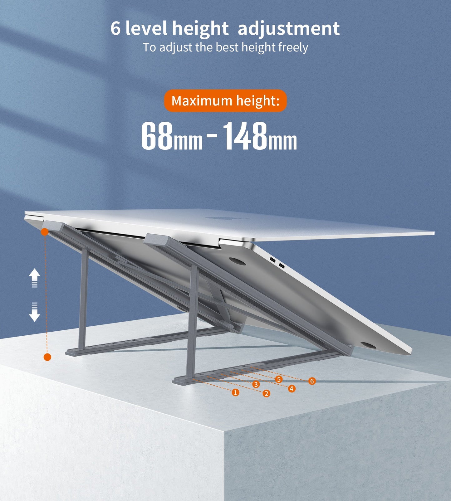 Foldable Laptop Stand – Adjustable, Portable Design, Grey