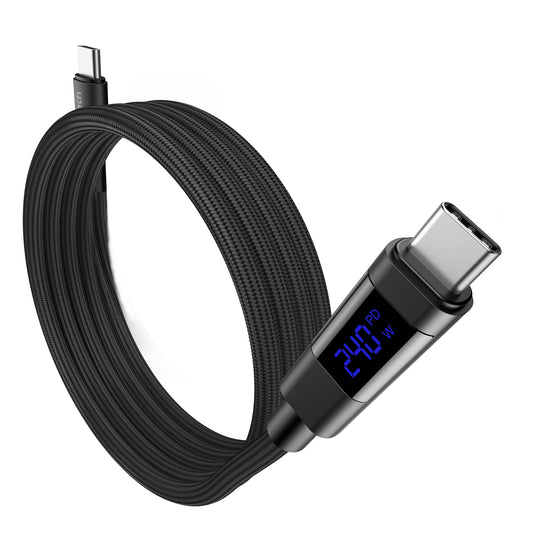 PD240W USB-C Cable – Magnetic, Display, Fast Charge, Black