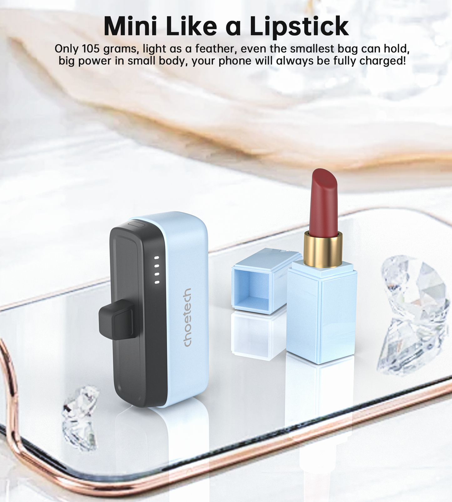 5000mAh Power Bank – PD20W with Type-C Plug, Blue