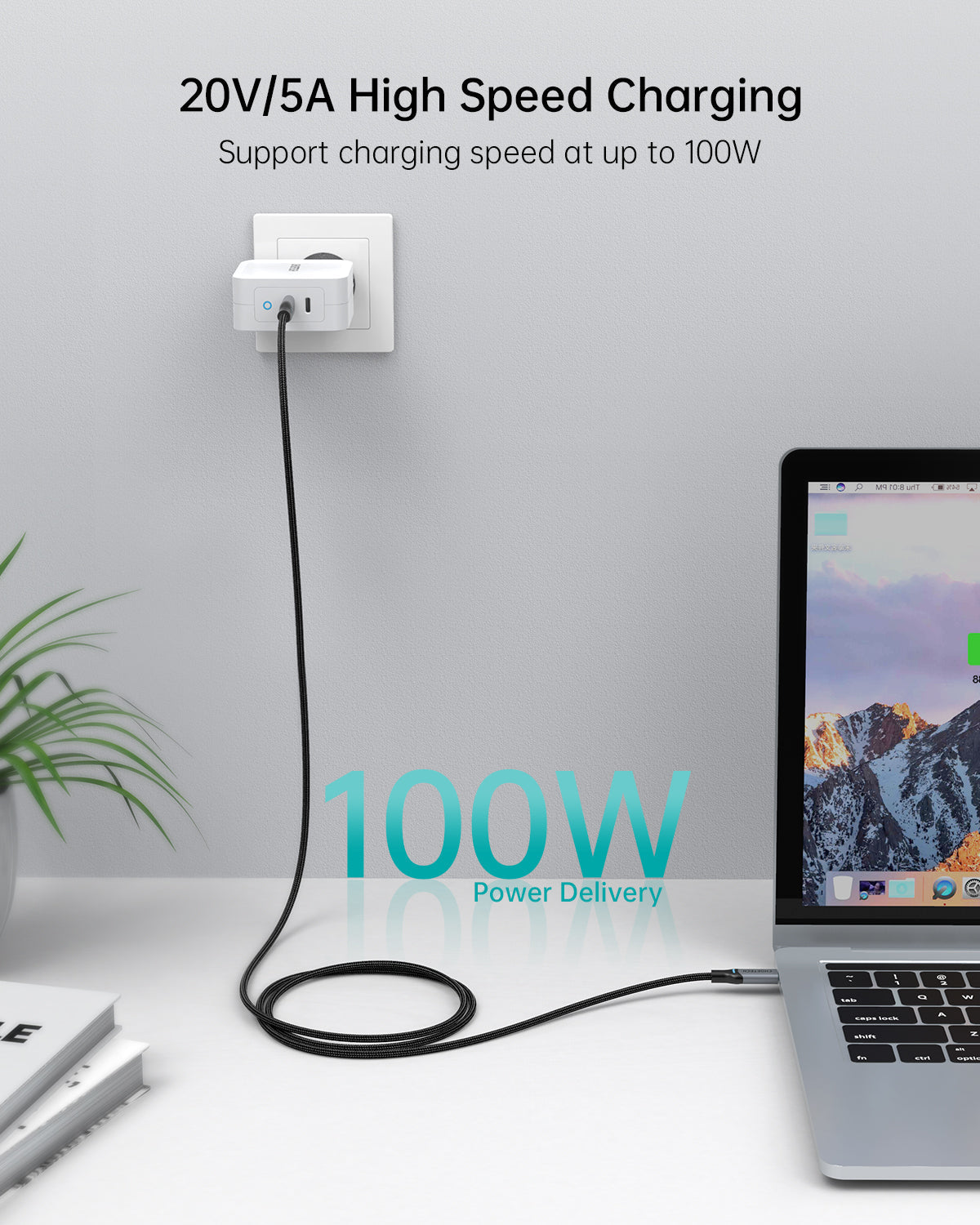 [2-Pack] 100W USB-C to USB-C Cable – 6FT Braided Fast Charge