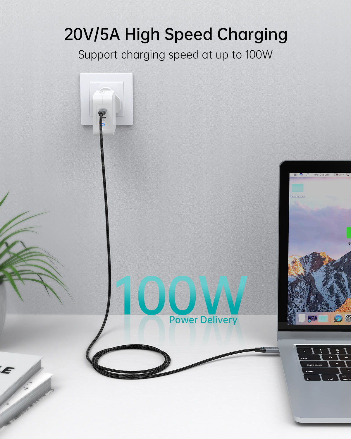 [2-Pack] 100W USB-C to USB-C Cable – 6FT Braided Fast Charge