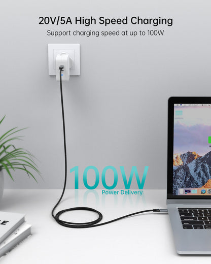 [2-Pack] 100W USB-C to USB-C Cable – 6FT Braided Fast Charge