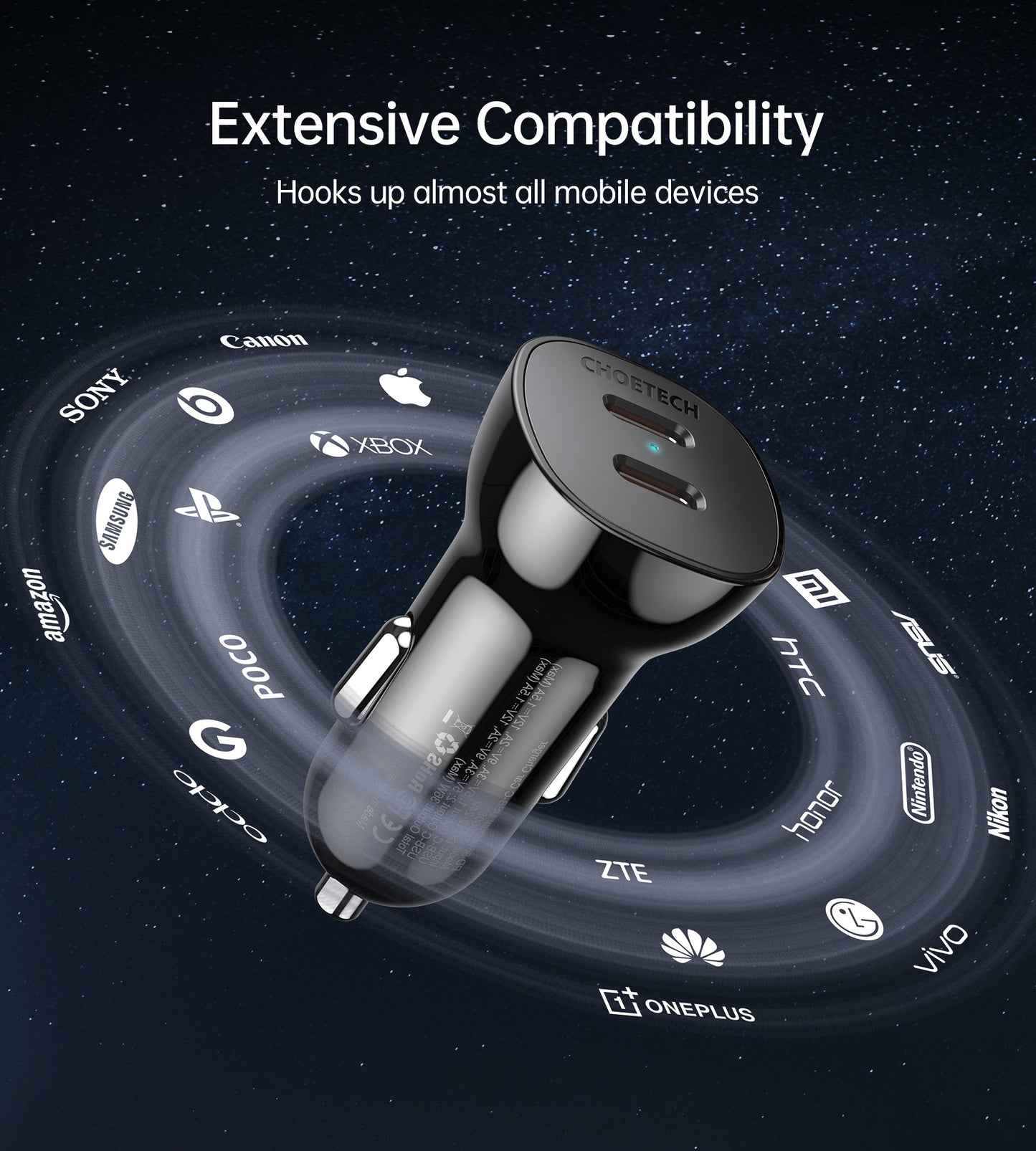 40W Dual USB-C Fast Car Charger – Compact & Efficient