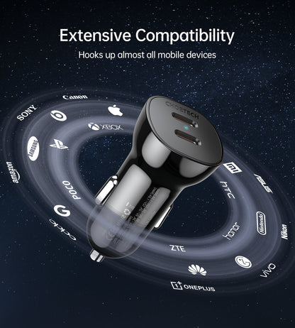 40W Dual USB-C Fast Car Charger – Compact & Efficient