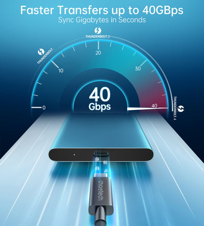 Thunderbolt 4 Cable – 40Gbps Data & 100W PD, 2.6ft Length